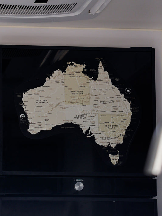 Aussie Adventure Sticker Map - Black 'Background'