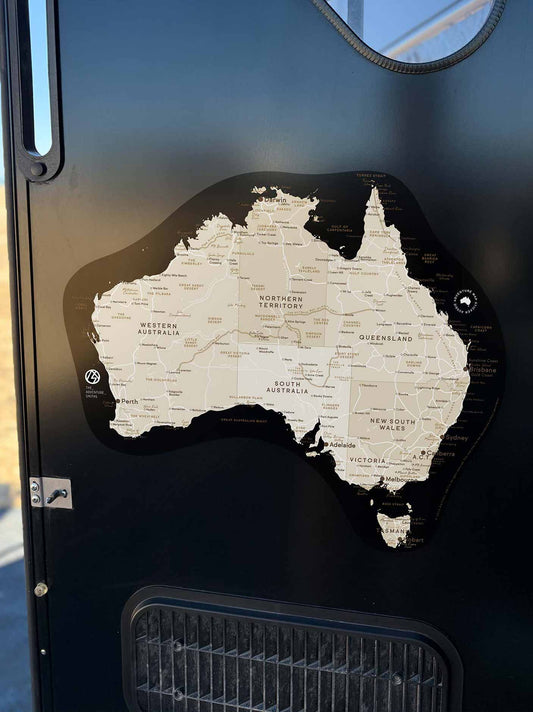 Aussie Adventure Sticker Map - Black 'Background'