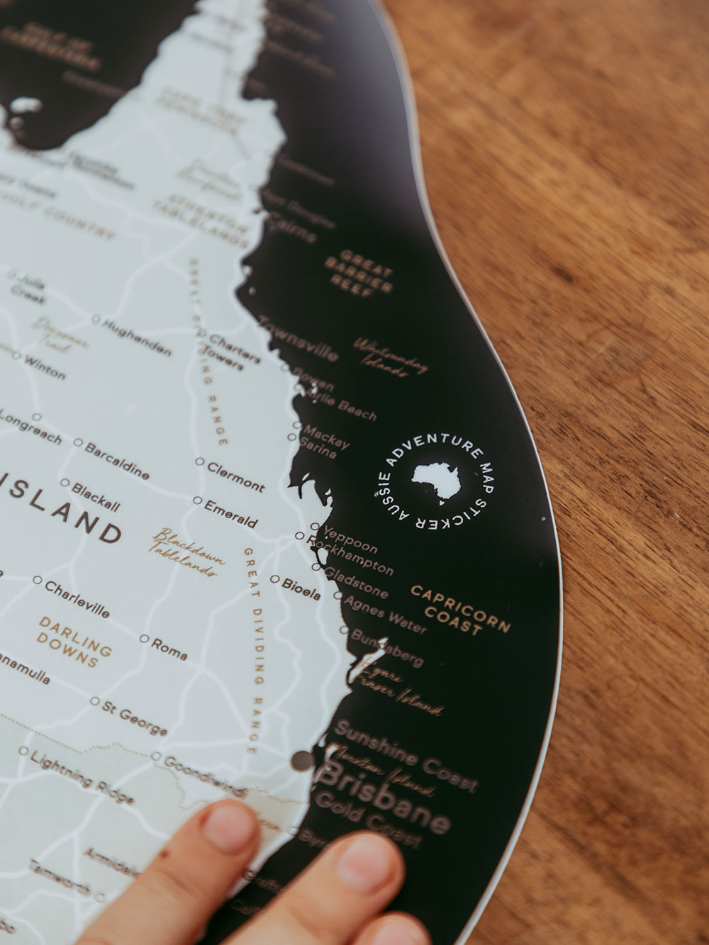 Aussie Adventure Sticker Map - Black 'Background'