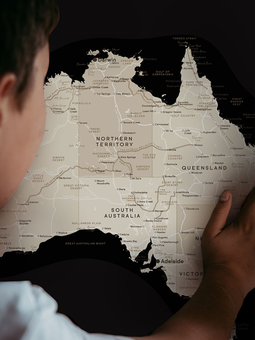Aussie Adventure Sticker Map - Black 'Background'