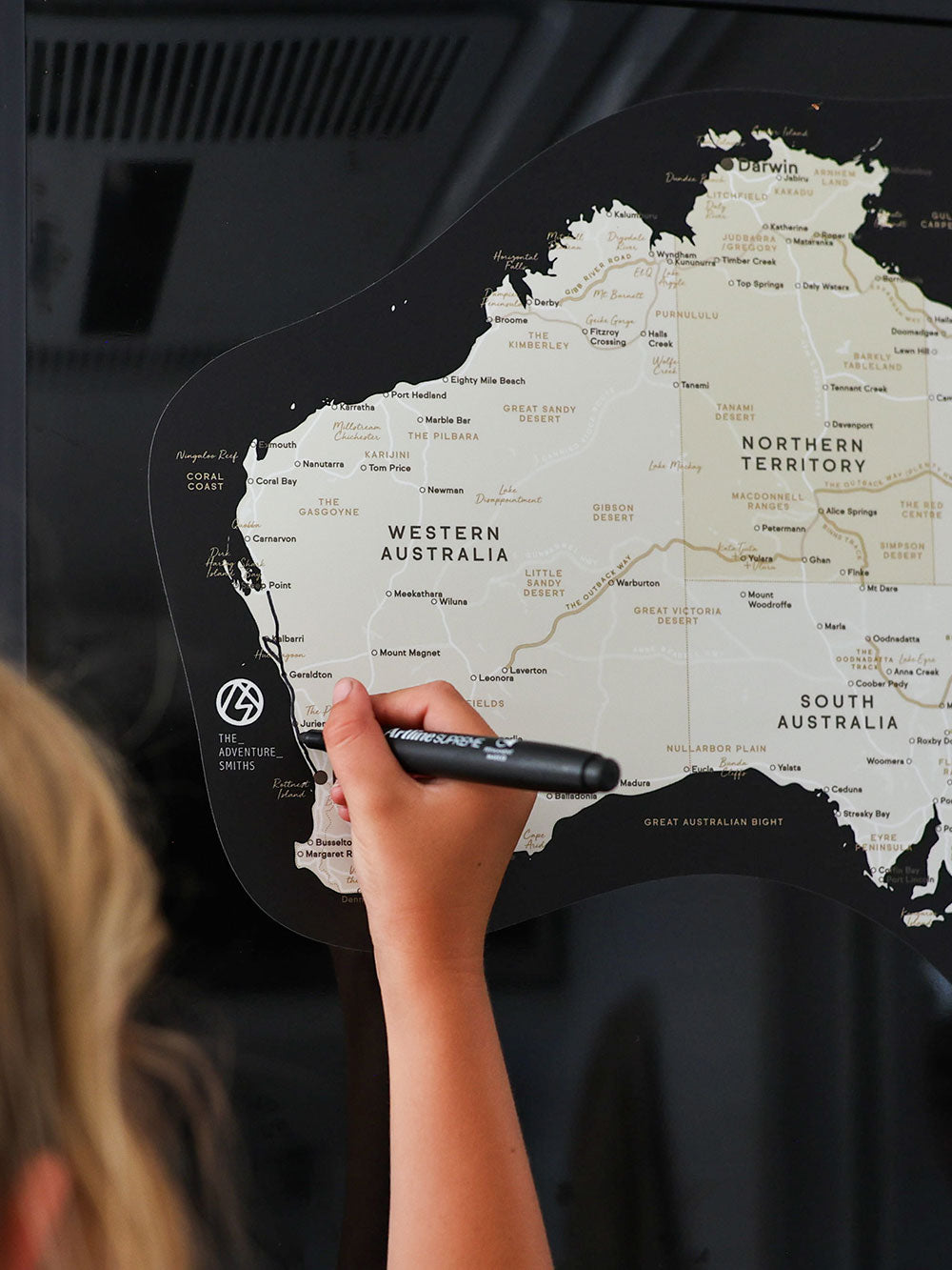 Aussie Adventure Sticker Map - Black 'Background'