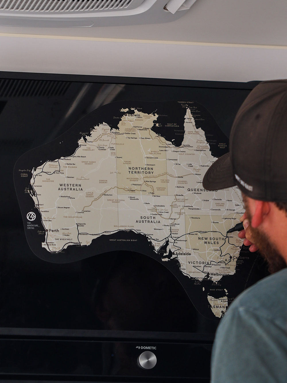 Aussie Adventure Sticker Map - Black 'Background'