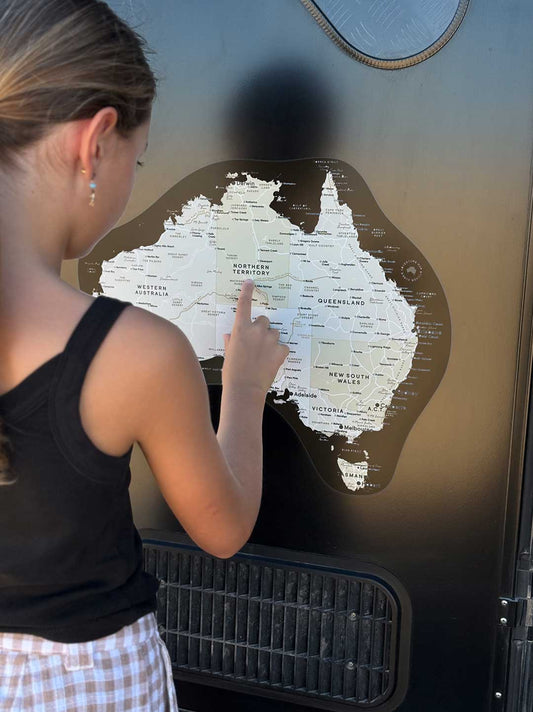 Aussie Adventure Sticker Map - Black 'Background'