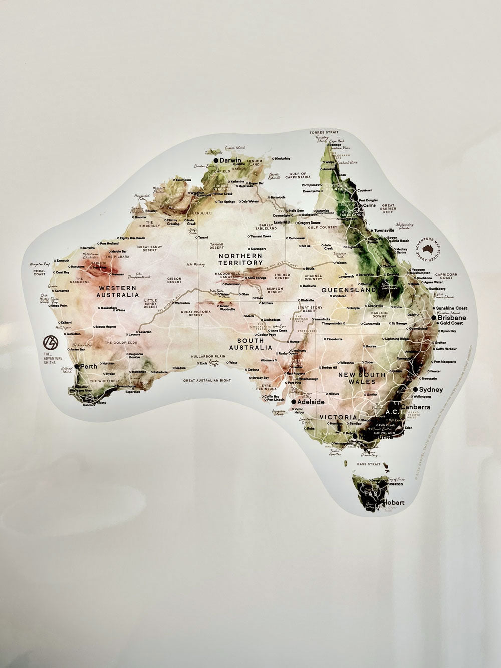 Aussie Sticker Map - Watercolour & White