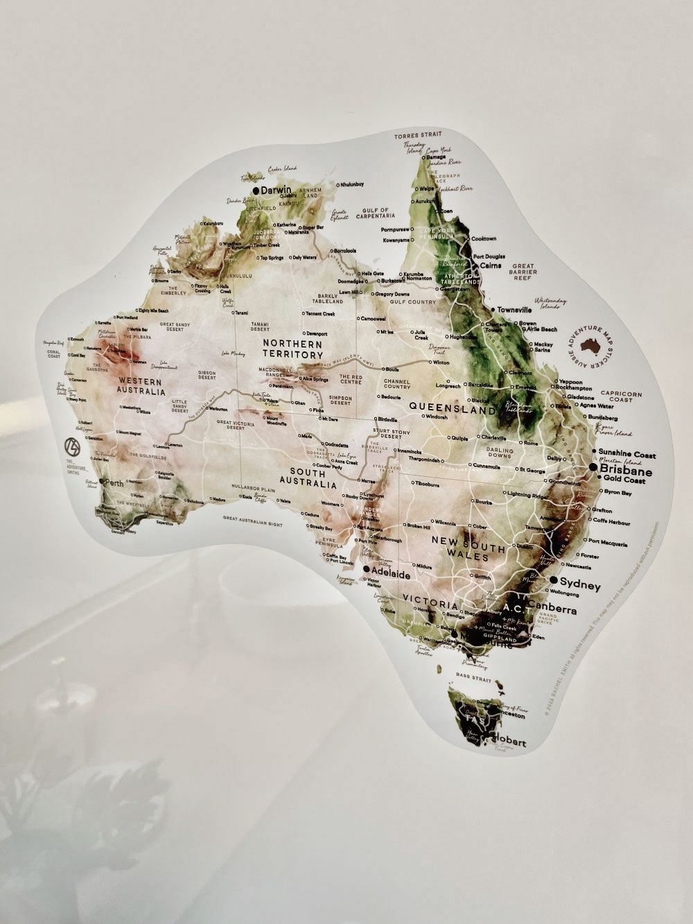 Aussie Sticker Map - Watercolour & White